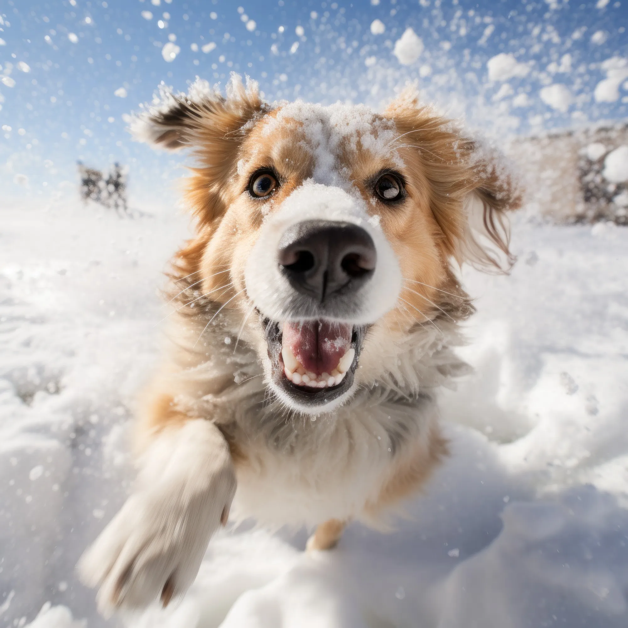 Outdoorfotografie - Hund im Schnee