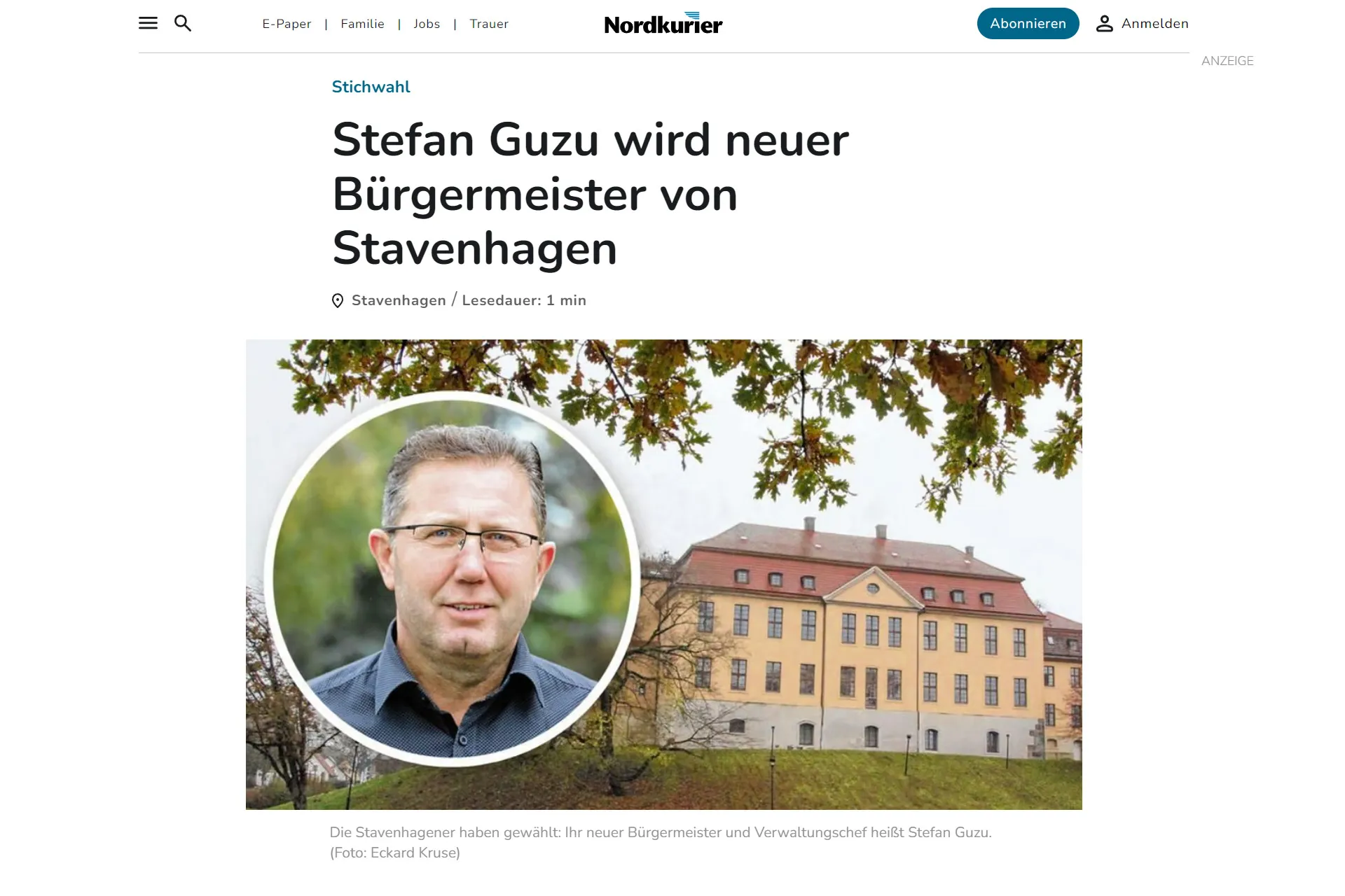 Neuer Bürgermeister Stefan Guzu