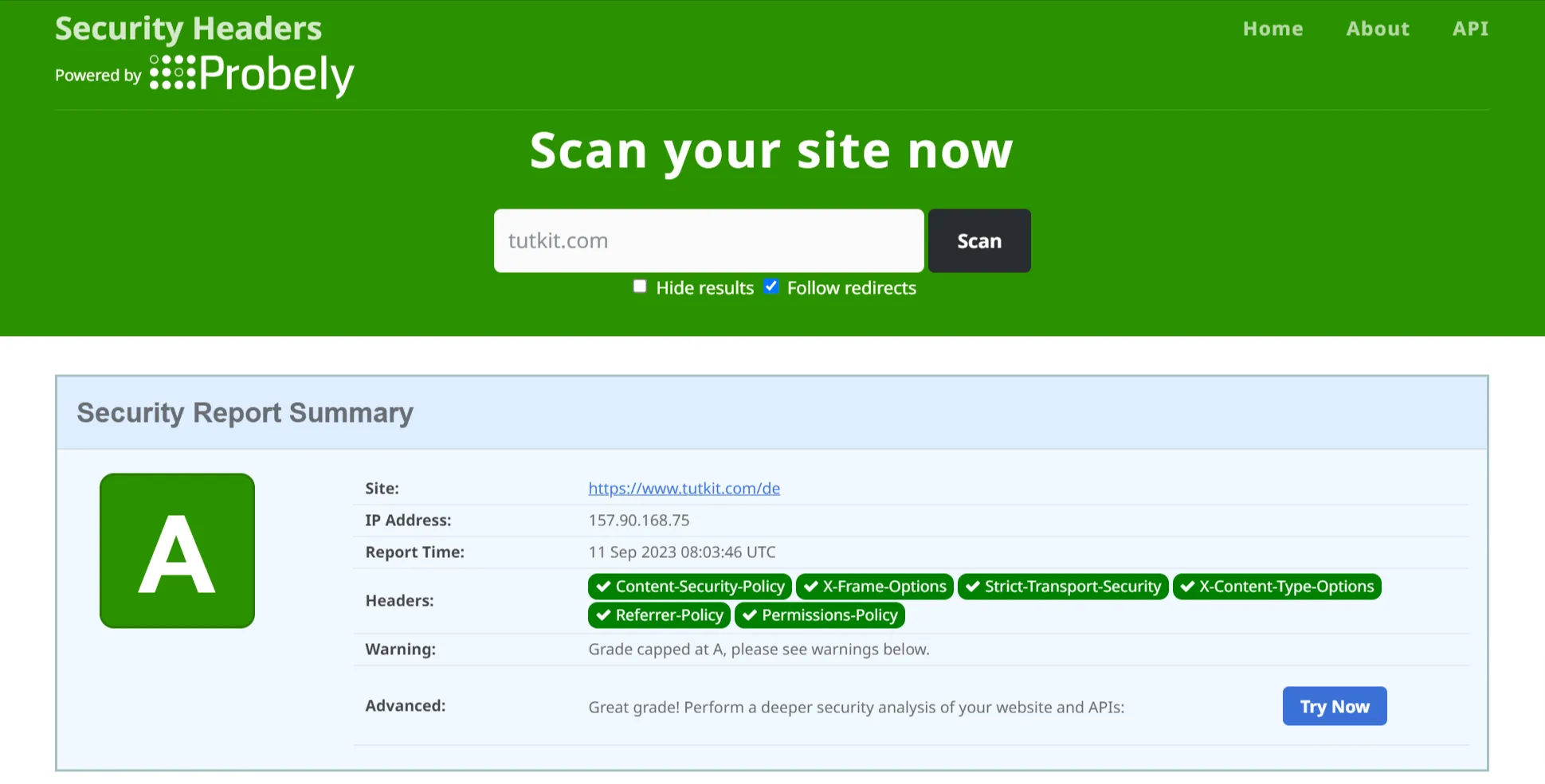 Scanergebnis Security Header Scanergebnis Security Header