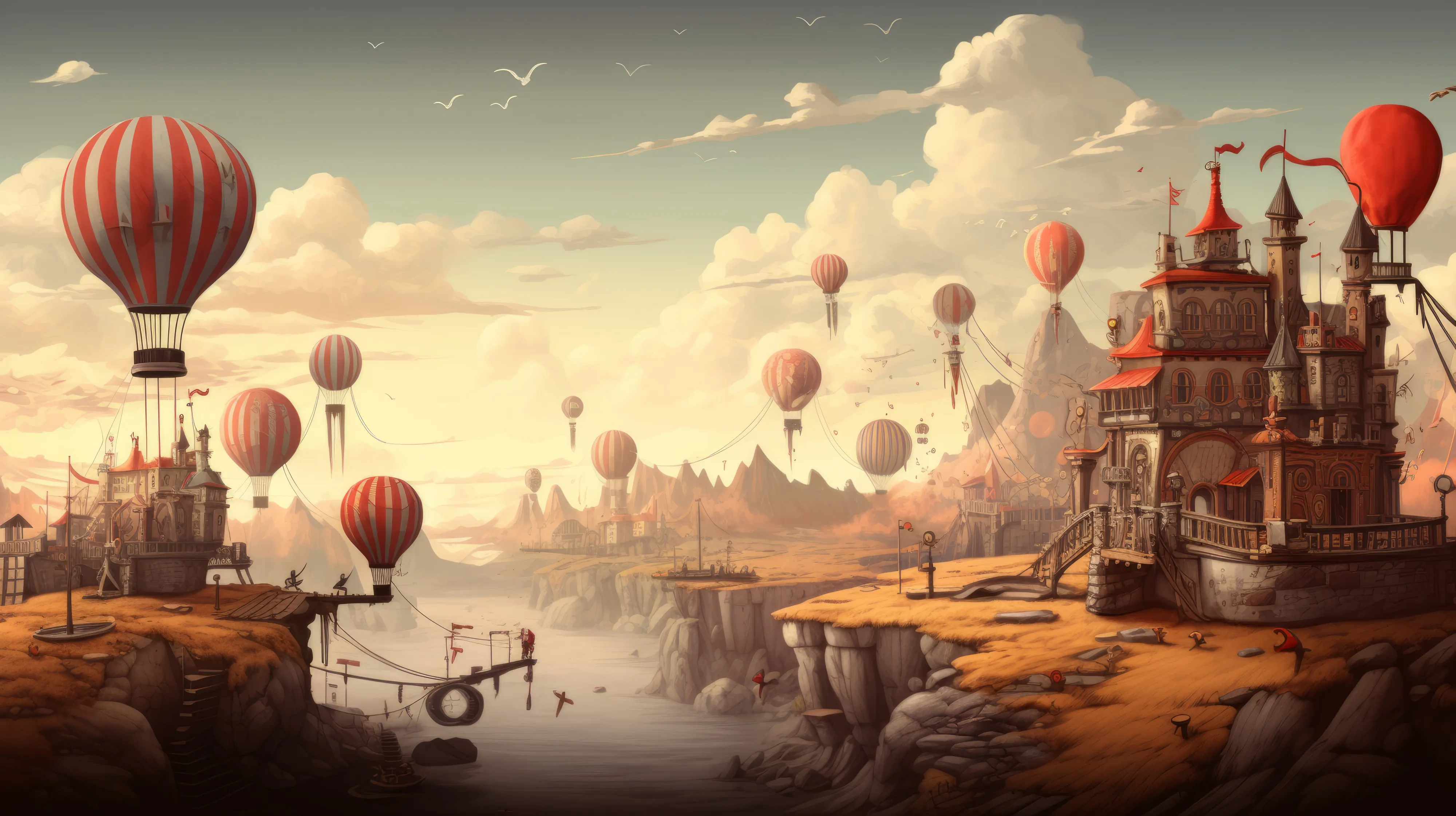 Midjourney Befehle: Alle Commands als Tabelle - Landschaft mit Ballons