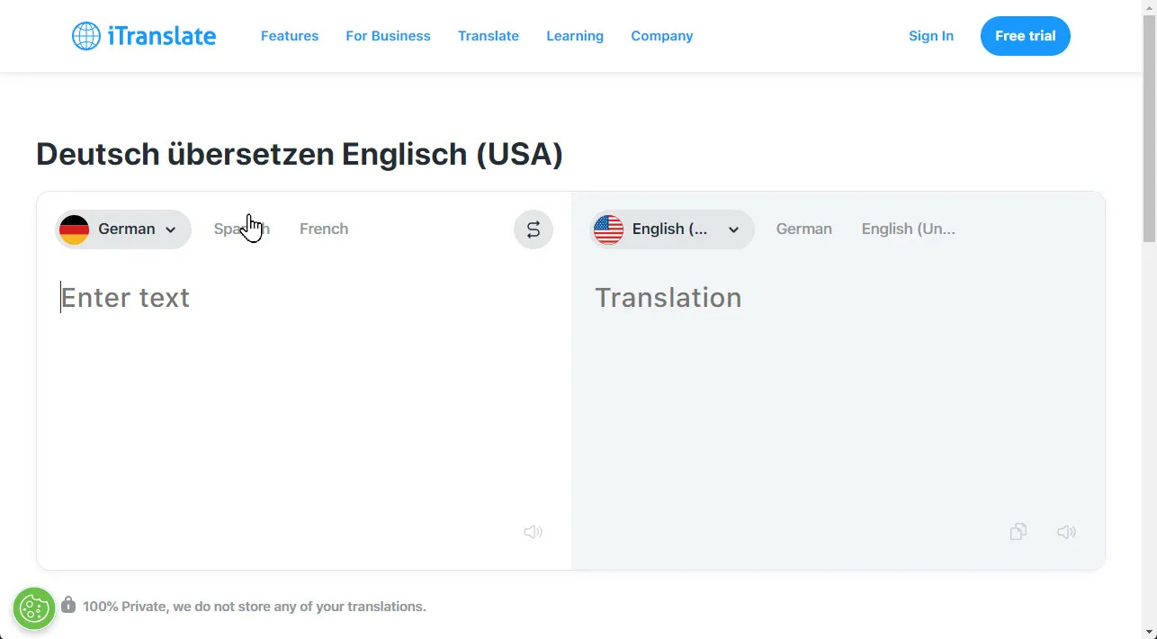Kostenlose Online Übersetzungstools iTranslate