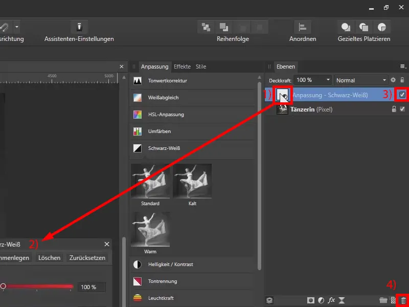 Affinity Photo-Tutorial: Mithilfe von Anpassungen arbeitest du stets nicht-destruktiv, sodass du die Parameter nachträglich ändern kannst.