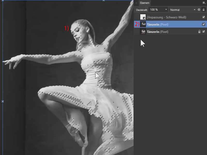 Bild mit den ausgewählten Lichtern Lichter in einem Bild in Affinity Photo auswählen