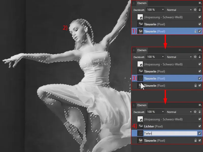 Tutorial di Affinity Photo: Immagine con le ombre selezionate