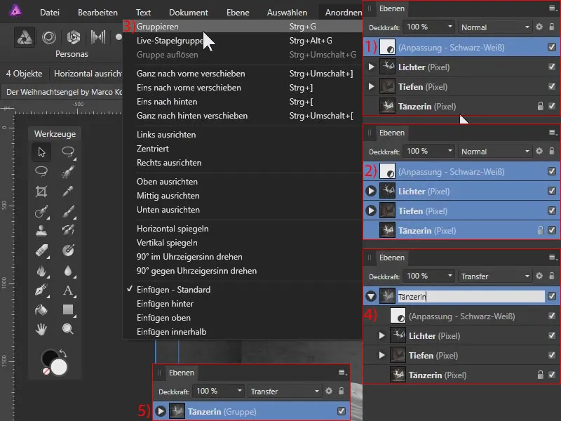 Tutorial Affinity Photo: Redenumire straturi și creare de grupuri