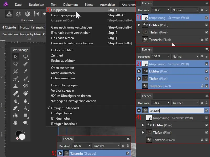 Affinity Photo-Tutorial: Ebenen umbenennen und Gruppen erstellen