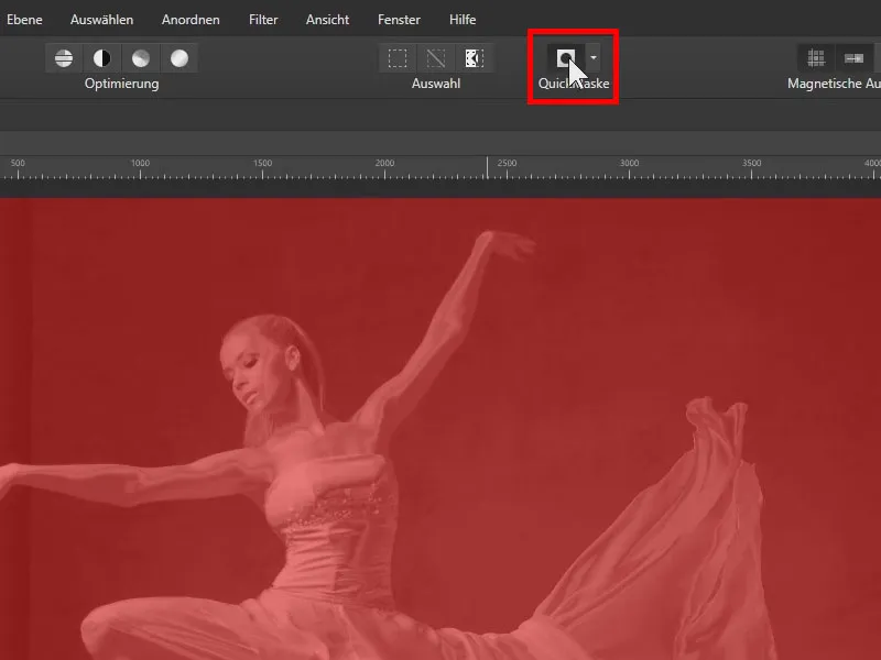Activare tutorial Affinity Photo: activați QuickMask.