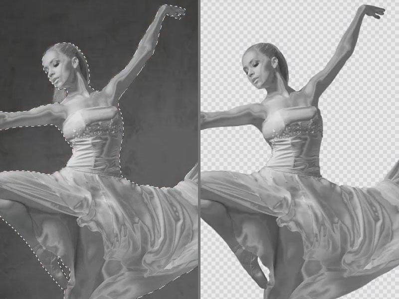 Tänzerin vor und nach dem Freistellen in Affinity Photo