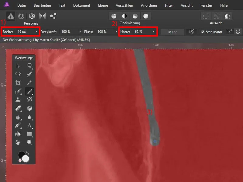 Affinity Photo: Selectați conturul motivului.