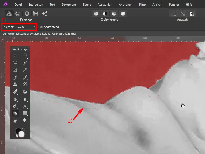 Affinity Photo: A lua în considerare marginile măștii.