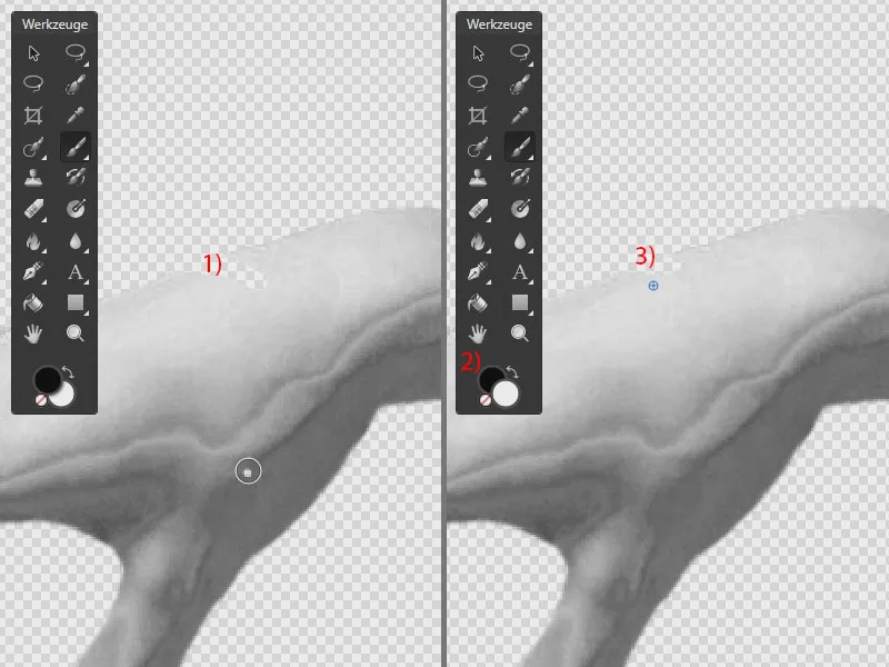 Affinity Photo: Scurtătura de tastatură X pentru a schimba între negru și alb.