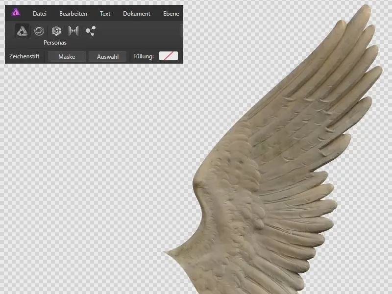 Affinity Photo: Yoldan seçili nesneye, maske ve seçim aracılığıyla yapılabilir.