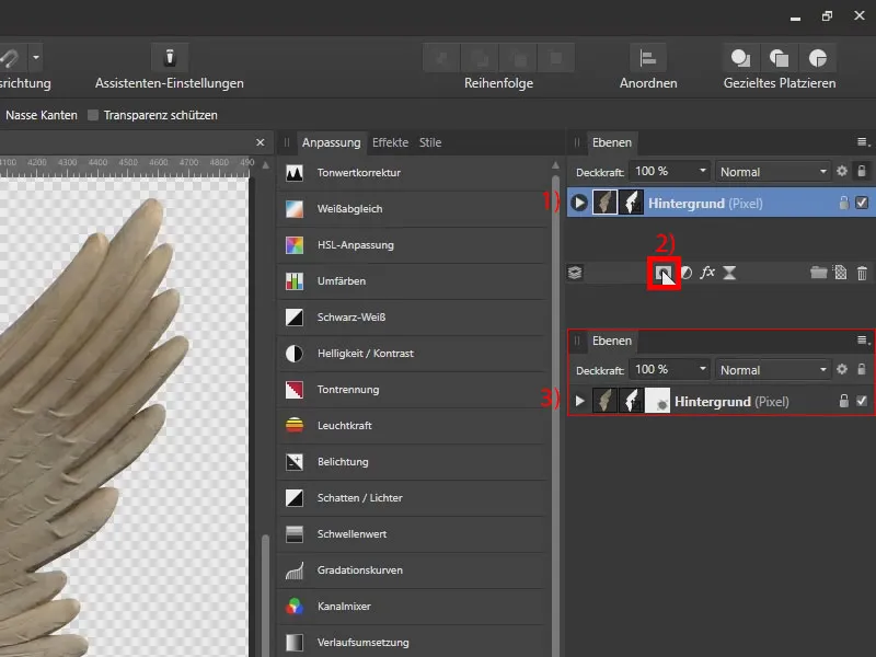Affinity Photo: Asistan ile birlikte maske oluşturma