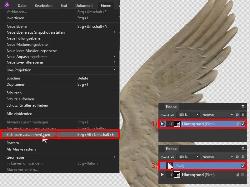 Affinity Photo: Sichtbare Ebenen zusammenlegen