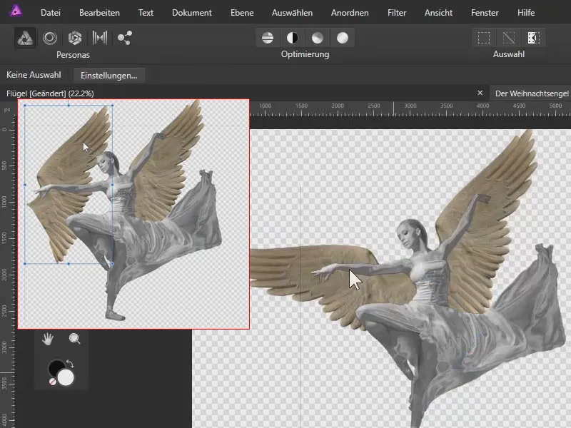Affinity Photo: Flügel am Engel positionieren und transformieren