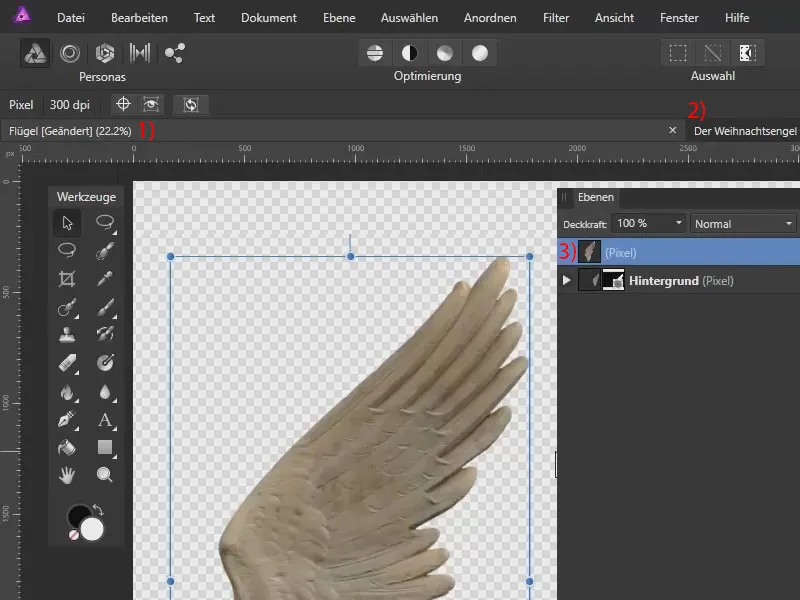 Affinity Photo: Kopírovat motivy z jednoho dokumentu do druhého.