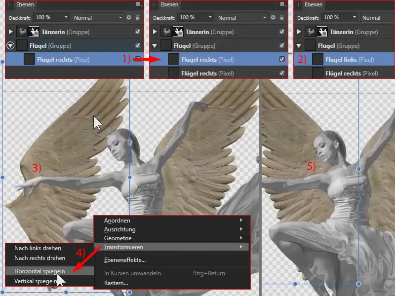 Affinity Photo: Motive transformieren und vertikal, horizontal spiegeln