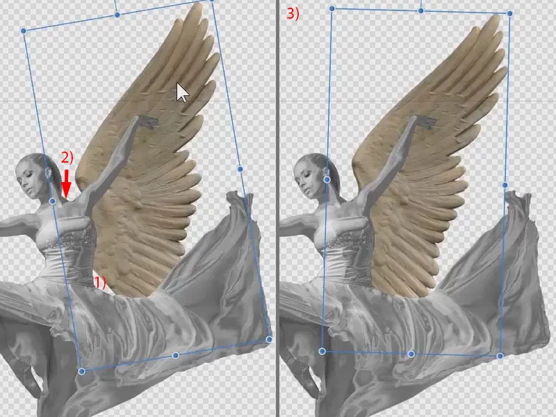 Affinity Photo: Anpassung des Flügels an den Engel