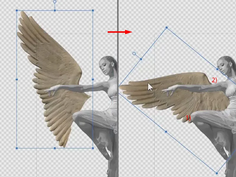 Affinity Photo: Anpassung des Flügels an den Engel