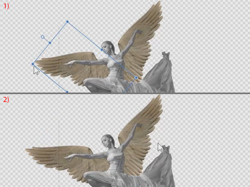 Motiv des Flügels an den Engel anpassen