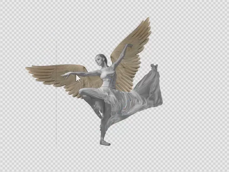 Affinity Photo: Sonuç - seçilen melek ve seçilen kanatlar bir resim kompozisyonunda.