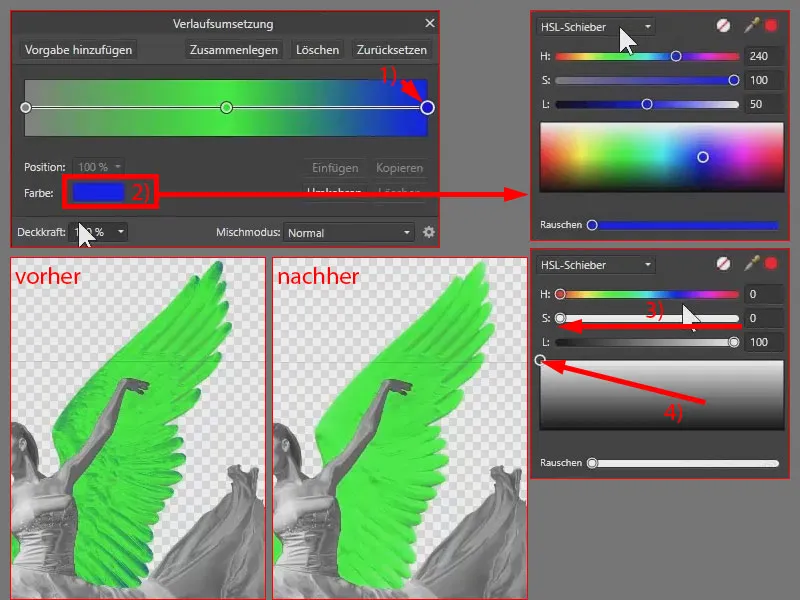 Affinity Photo: Metalleffekt über die HSL-Anpassung und Verlaufsumsetzung erstellen