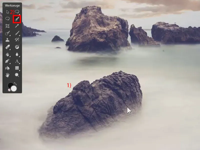 Урок по Affinity Photo: Кисть для выделения в панели инструментов.