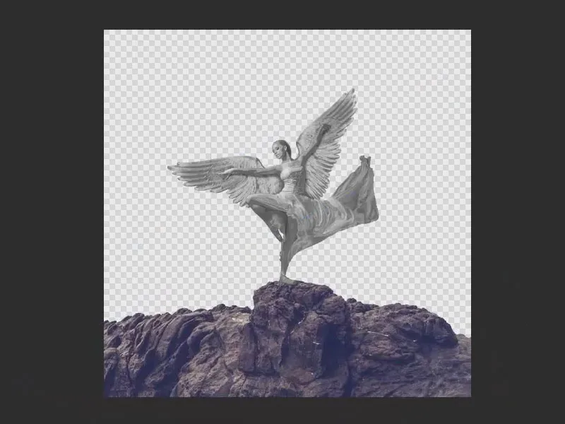 Урок по Affinity Photo: Промежуточный результат с ангелом на скале.