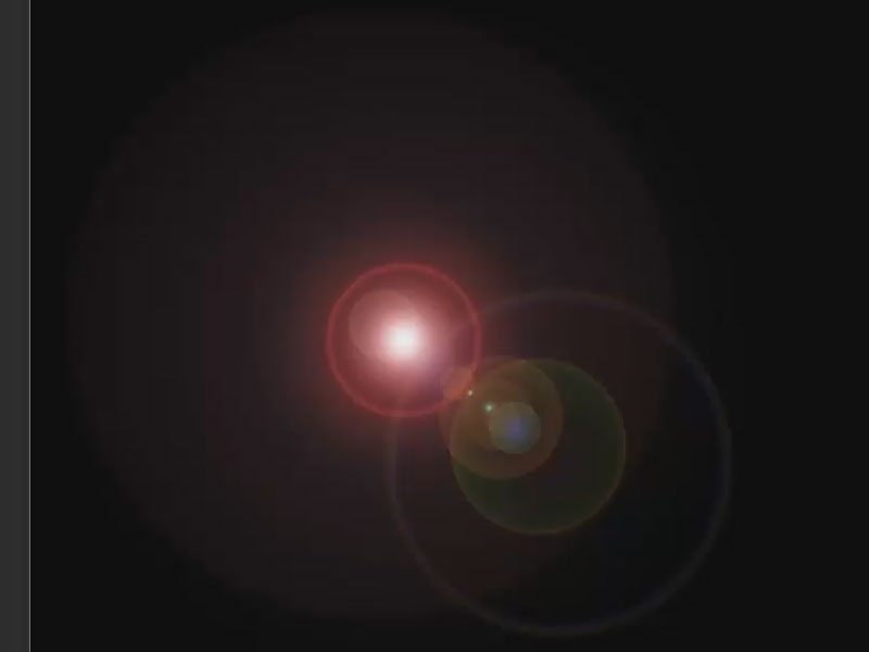 Dieser einfache, generierte Blendenfleck dient als Grundlage für die Glaskugel. Blendenfleck, der in Photoshop erstellt wurde