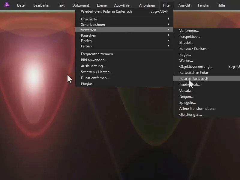 Affinity Photo: Filtro polar en cartesiano