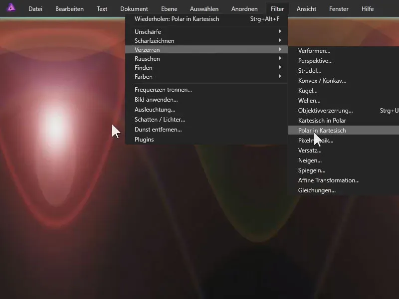 Affinity Photo-Tutorial: Filter Polar in Kartesisch