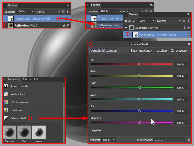 Weg mit der Farbe – über eine Schwarz-Weiß-Anpassung. Schwarz-Weiß-Anpassung in Affinity Photo