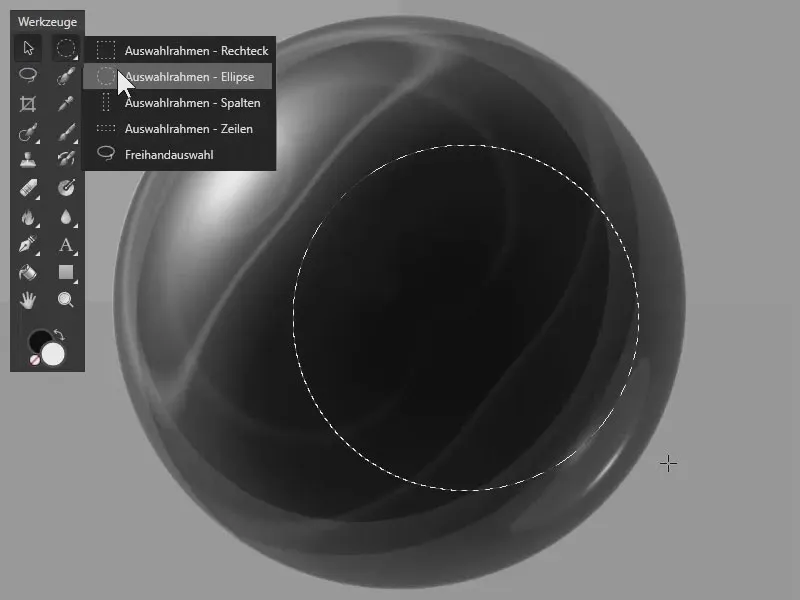 Affinity Photo-Tutorial: Maske für die Glaskugel mit dem Ellipse-Werkzeug erstellen