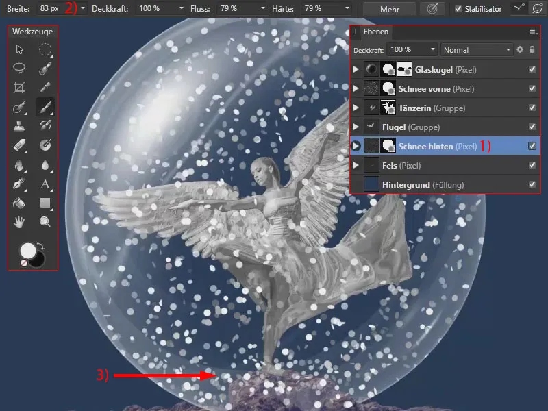 Affinity Photo-Tutorial: Schnee mit einem Pinsel ins Bild malen
