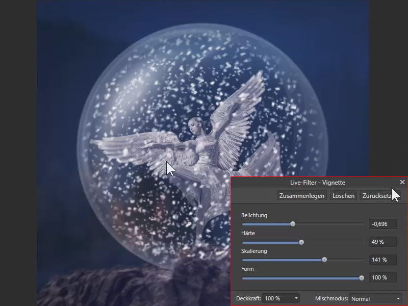 Einstellungen für die Vignette Vignette von Affinity Photo anwenden