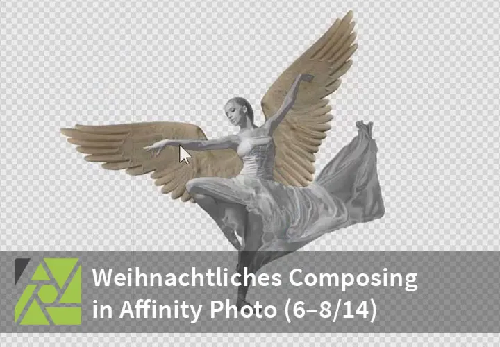 Affinity Photo: Recorte y transformación de las alas - "El ángel de Navidad" (partes 6-8/14)