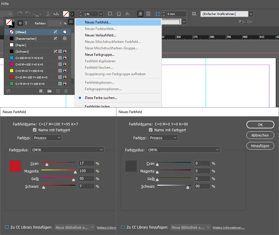 Business-Weihnachtskarte in InDesign erstellen: Farbfelder erstellen