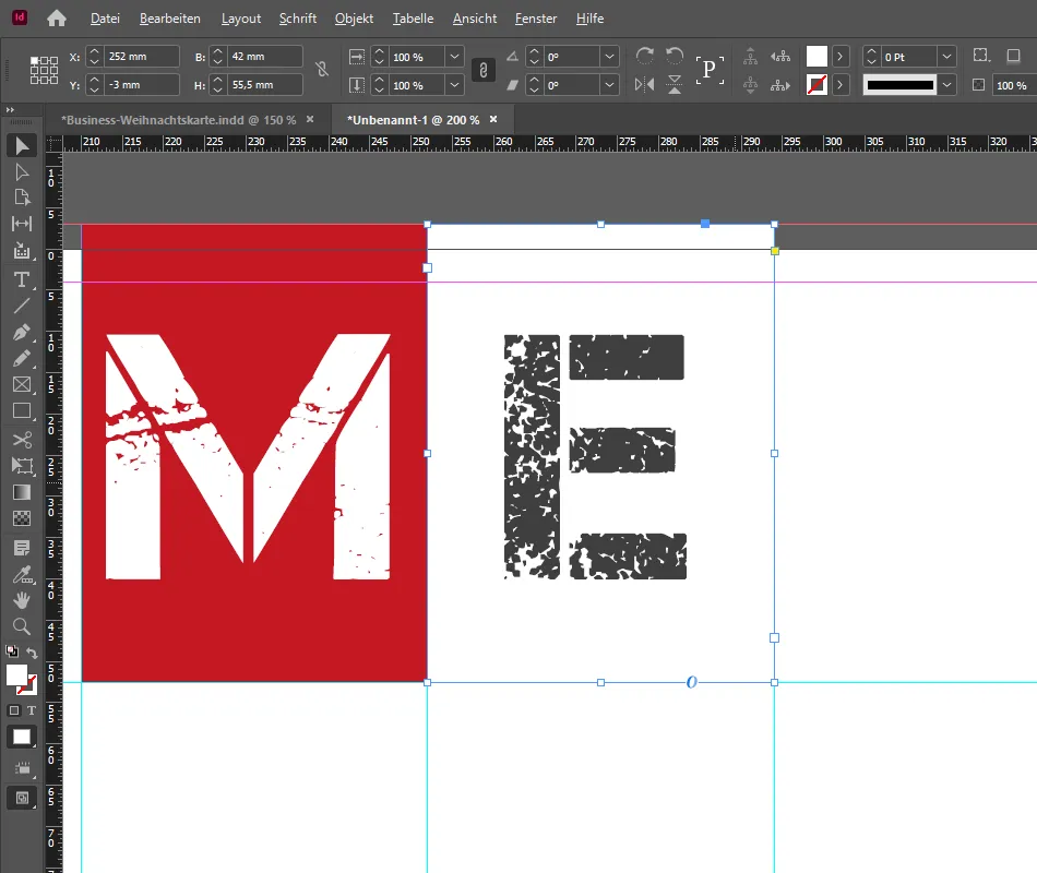 Membuat kartu ucapan Natal bisnis di InDesign: Membuat kotak putih