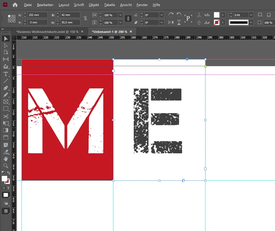 Business-Weihnachtskarte in InDesign erstellen: Weiße Kachel erstellen