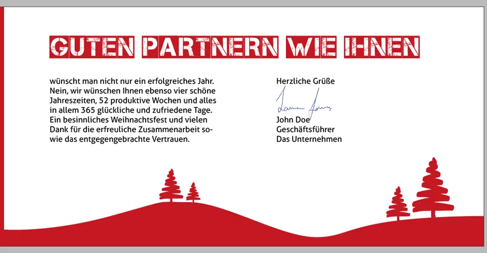 Business-Weihnachtskarte in InDesign erstellen: Illustrationen von Tannenbäumen einfügen