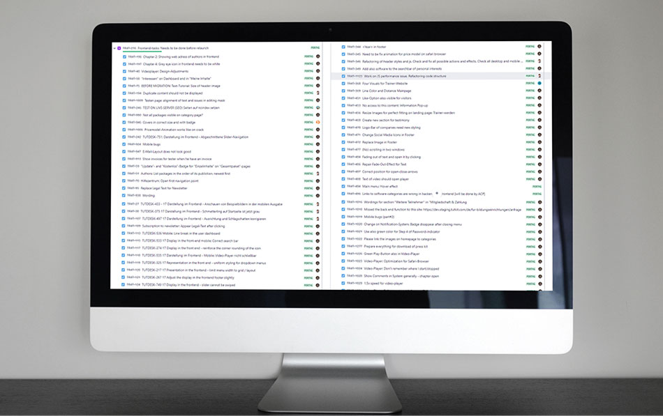 Die Liste mit Tickets zur Entwicklung von TutKit.com war meilenlang Liste mit Tickets, die für den Relaunch abgearbeitet wurde