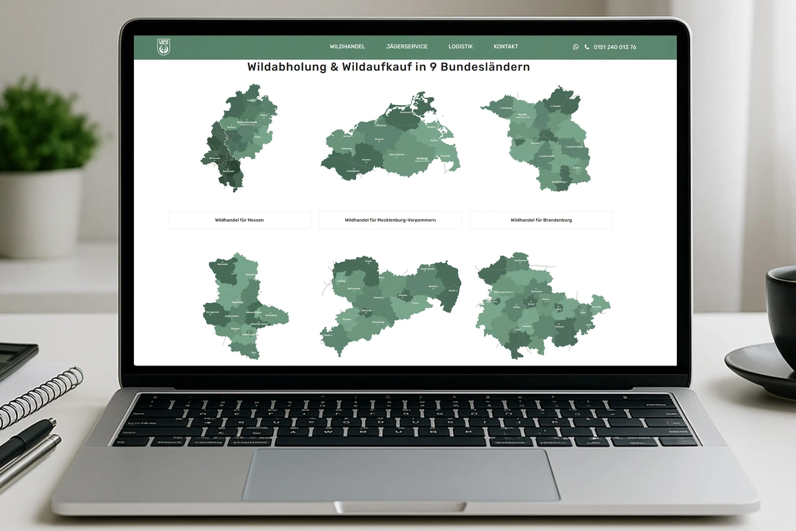Lokales SEO Landingpages für 9 Bundesländer - geografische SEO-Strategie am Beispiel Wildhandel Website