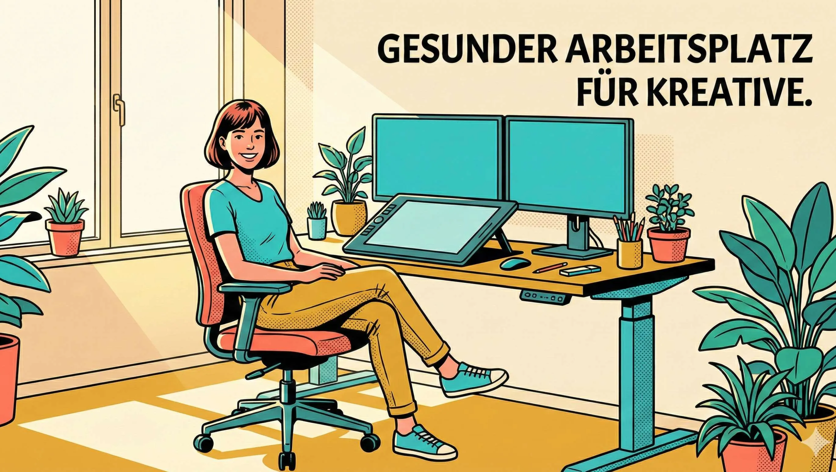 Ergonomischer arbeitsplatz kreative beitragsbild