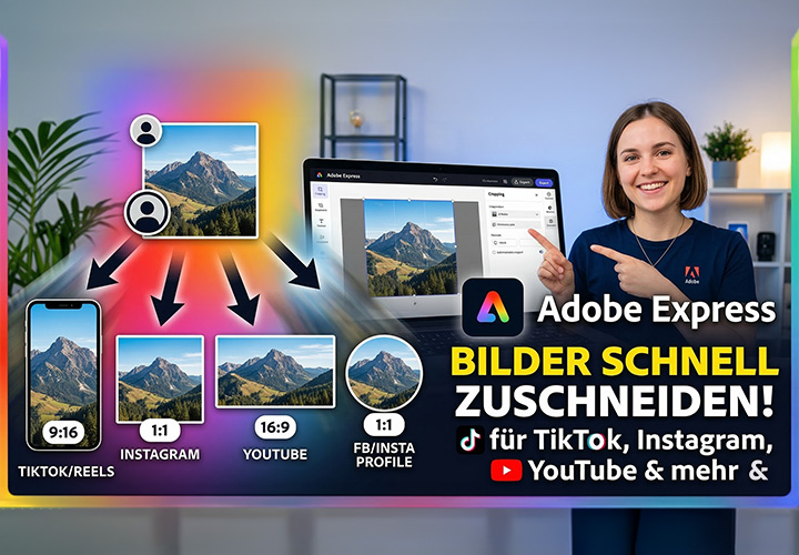 Bilder gleichzeitig zuschneiden für verschiedene Plattformen mit Adobe Express