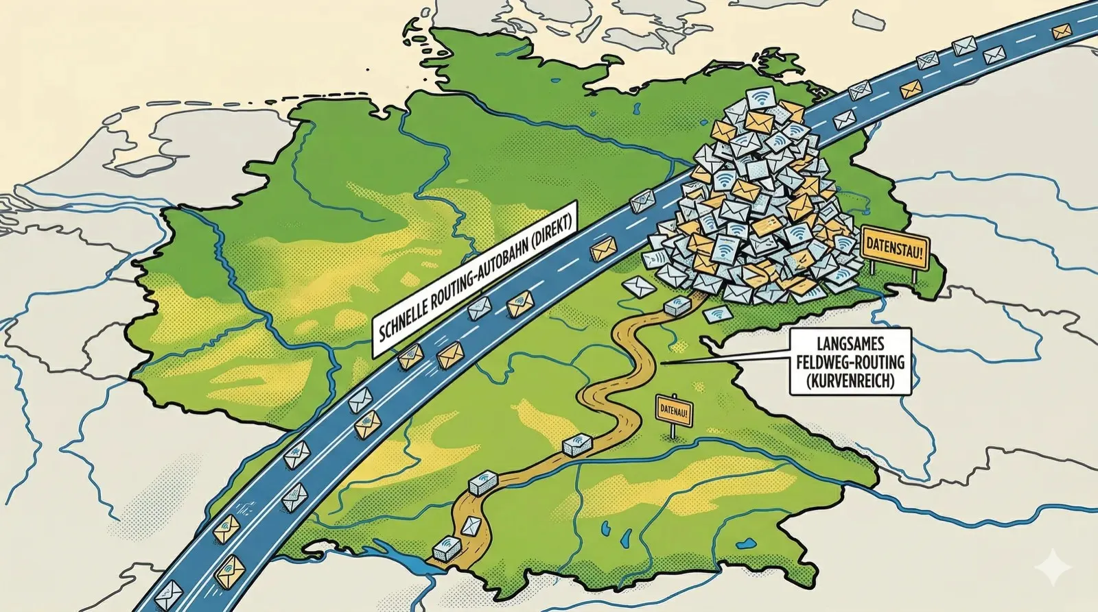 Langsames internet datenwege illustration