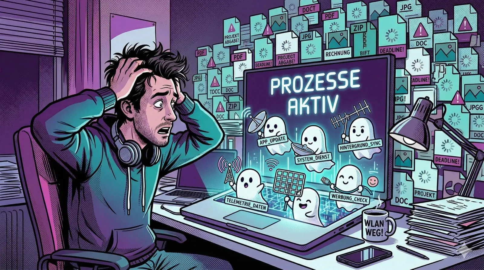 Langsames internet hintergrundprozesse illustration