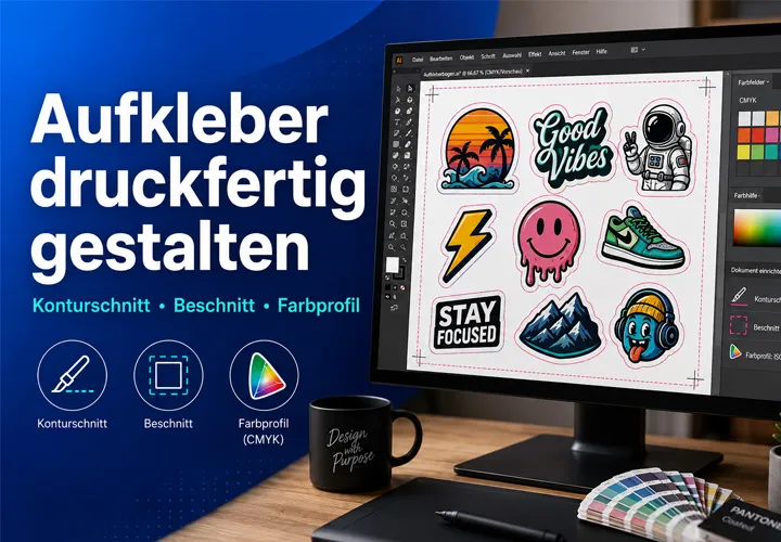 Konturschnitt, Beschnitt und Farbprofil: So werden Aufkleber-Designs druckfertig