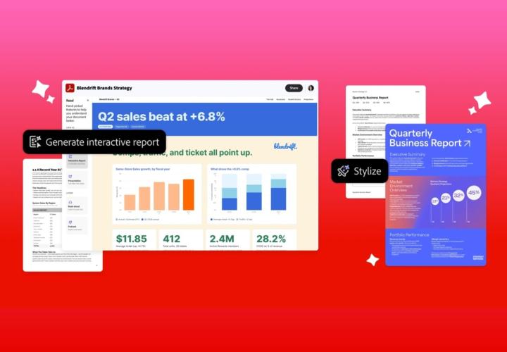 Acrobat macht aus Textwüsten anschauliche Grafiken, Podcasts und Präsentationen.