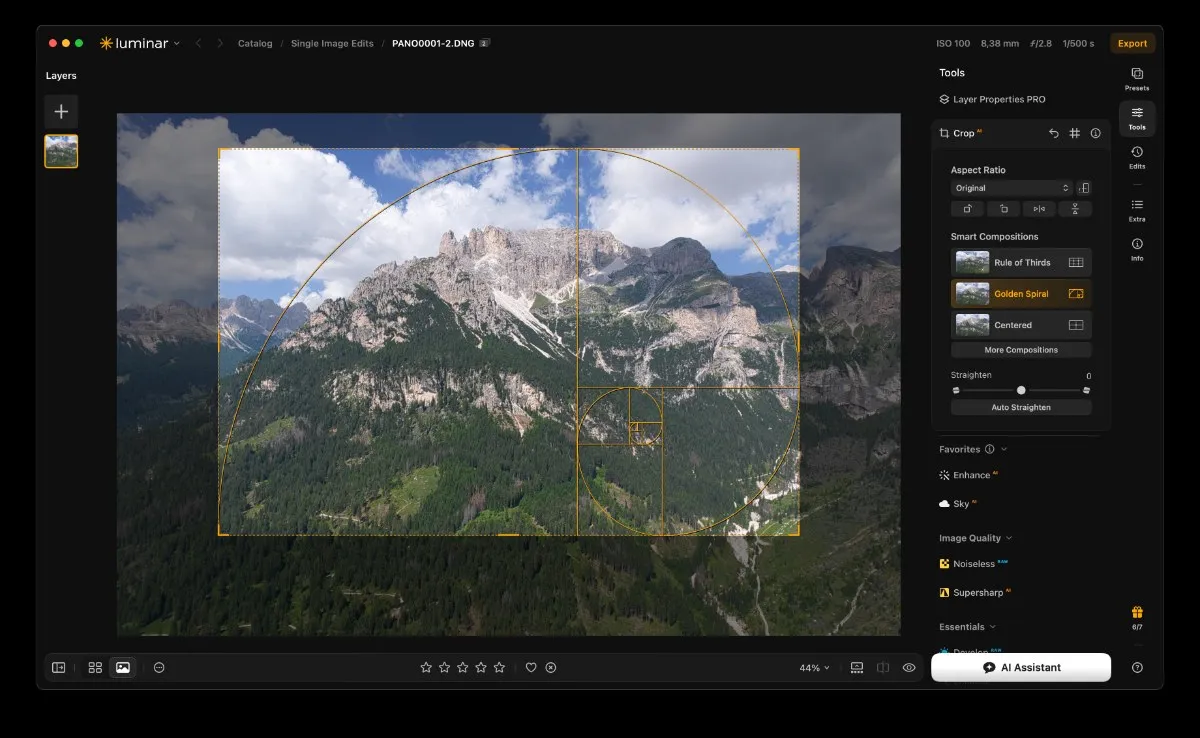 Luminar Smart Composition image crops