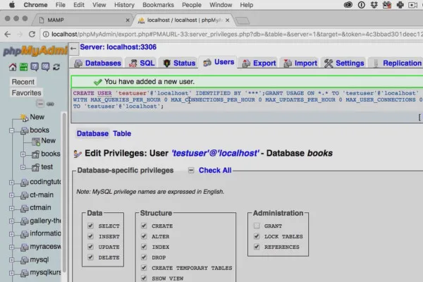 Membuat database contoh dan membuat pengguna dengan Python - 15.4